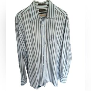 Joseph abboud cotton elite light blue striped long sleeve shirt